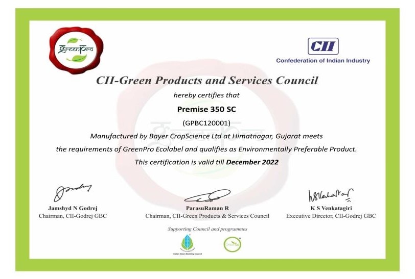 Bayer’s Premise® receives GreenPro certification from IGBC Global